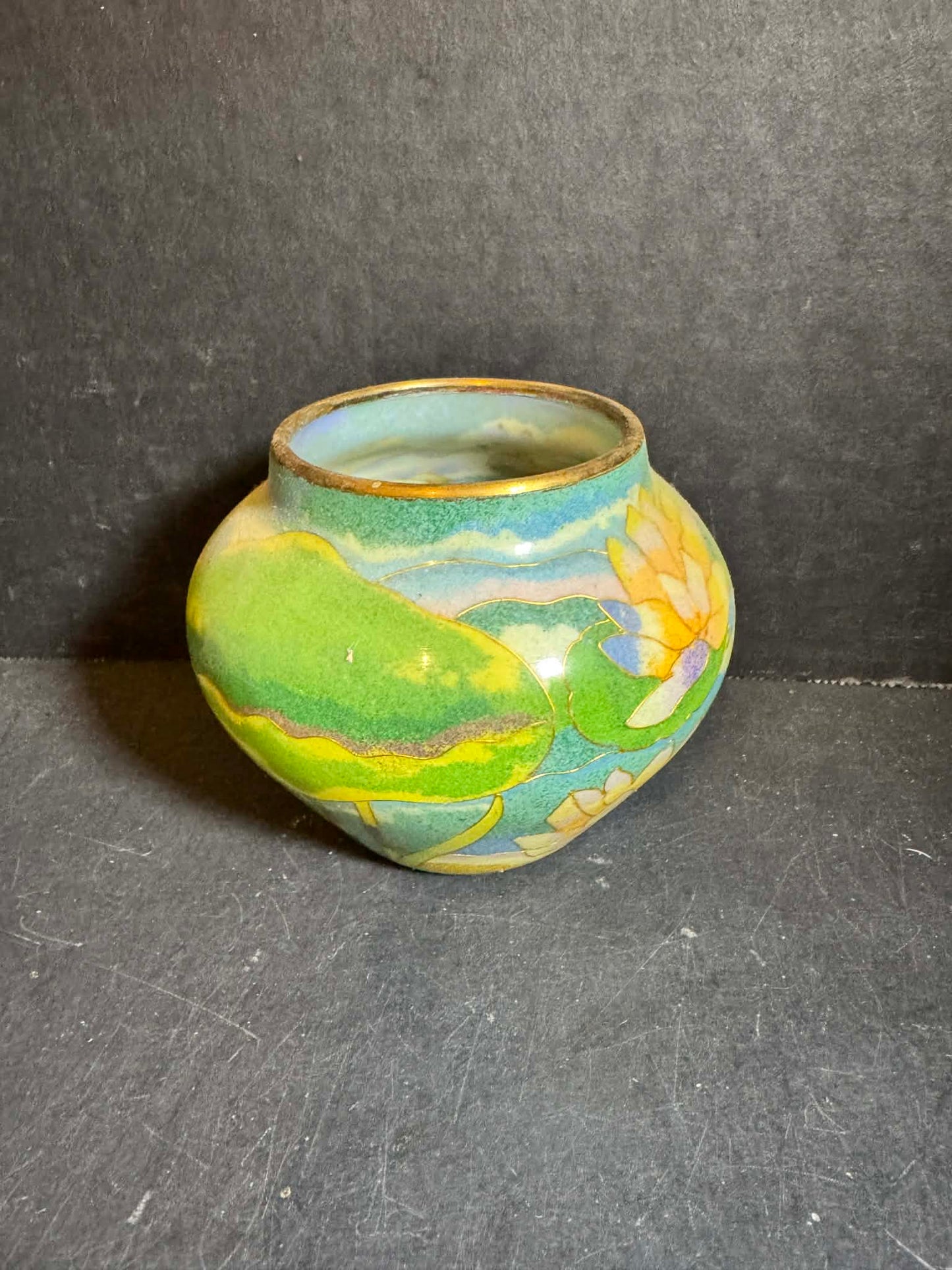 Artisan Ceramic Bowl with Floral Design - Blue and Green [Item 0262]