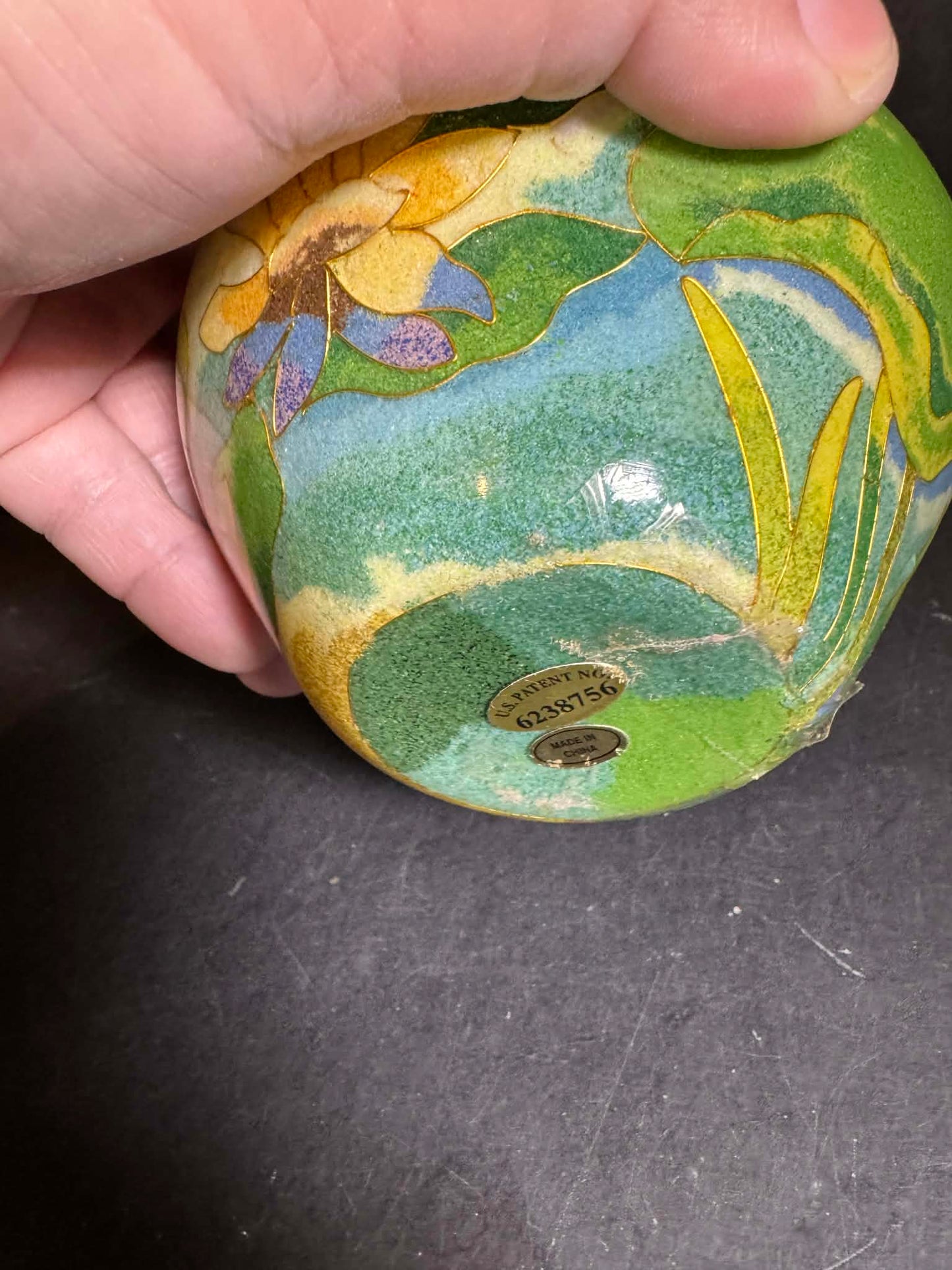Artisan Ceramic Bowl with Floral Design - Blue and Green [Item 0262]