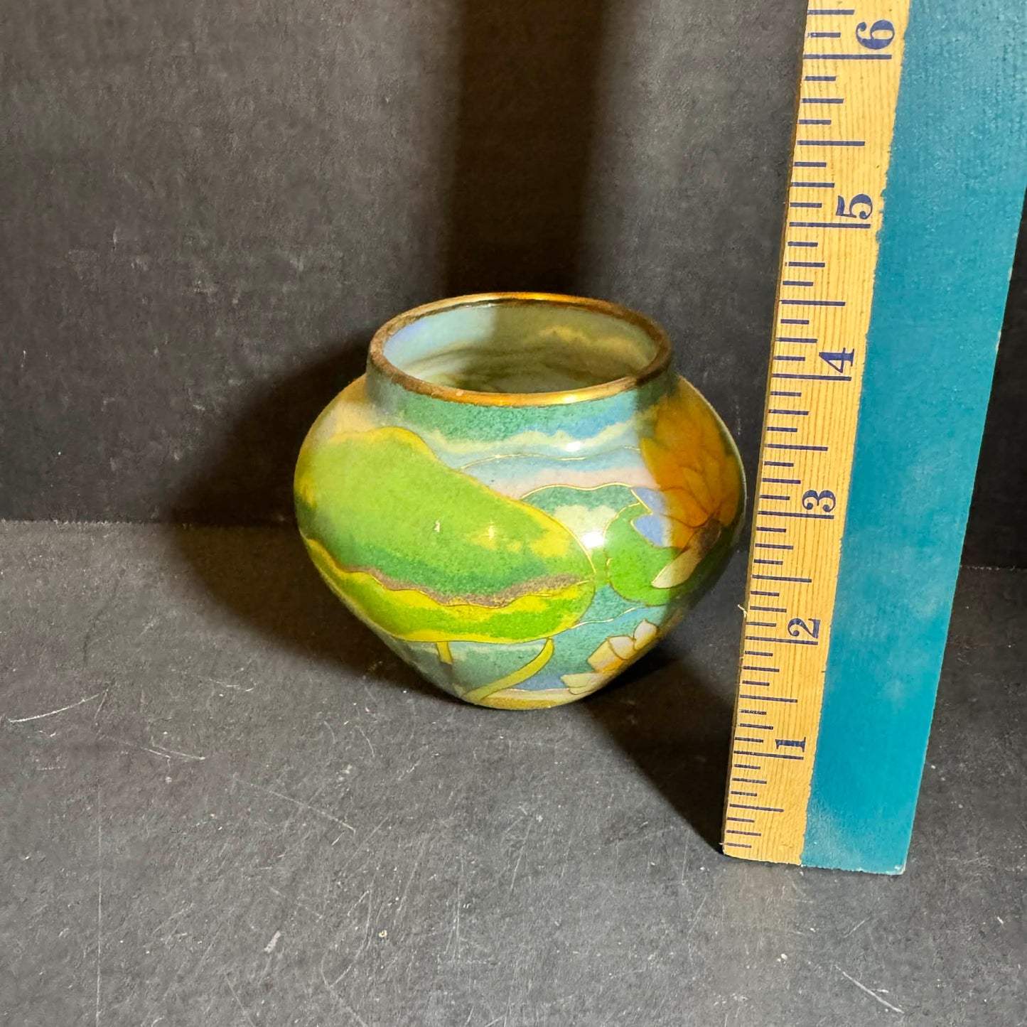 Artisan Ceramic Bowl with Floral Design - Blue and Green [Item 0262]