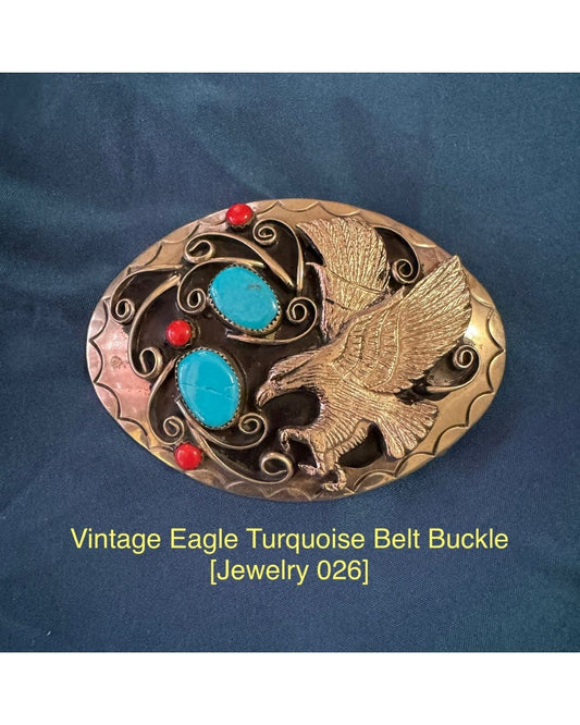 Vintage Eagle Turquoise Belt Buckle [Jewelry 026]