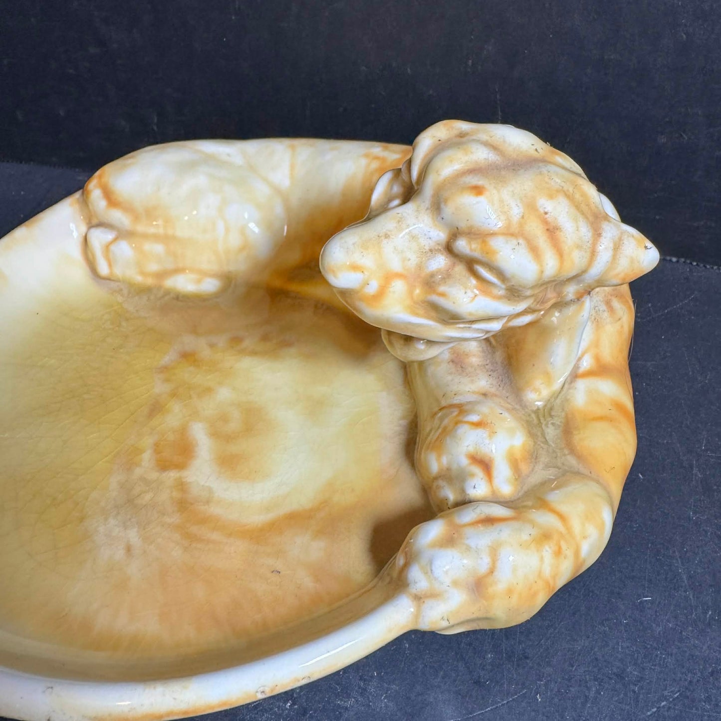 Vintage Art Nouveau 1920 German SOMAG MEISSEN Leopard Trinket Tray [Item 0271]