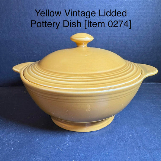 Yellow Vintage Lidded Pottery Dish [Item 0274]