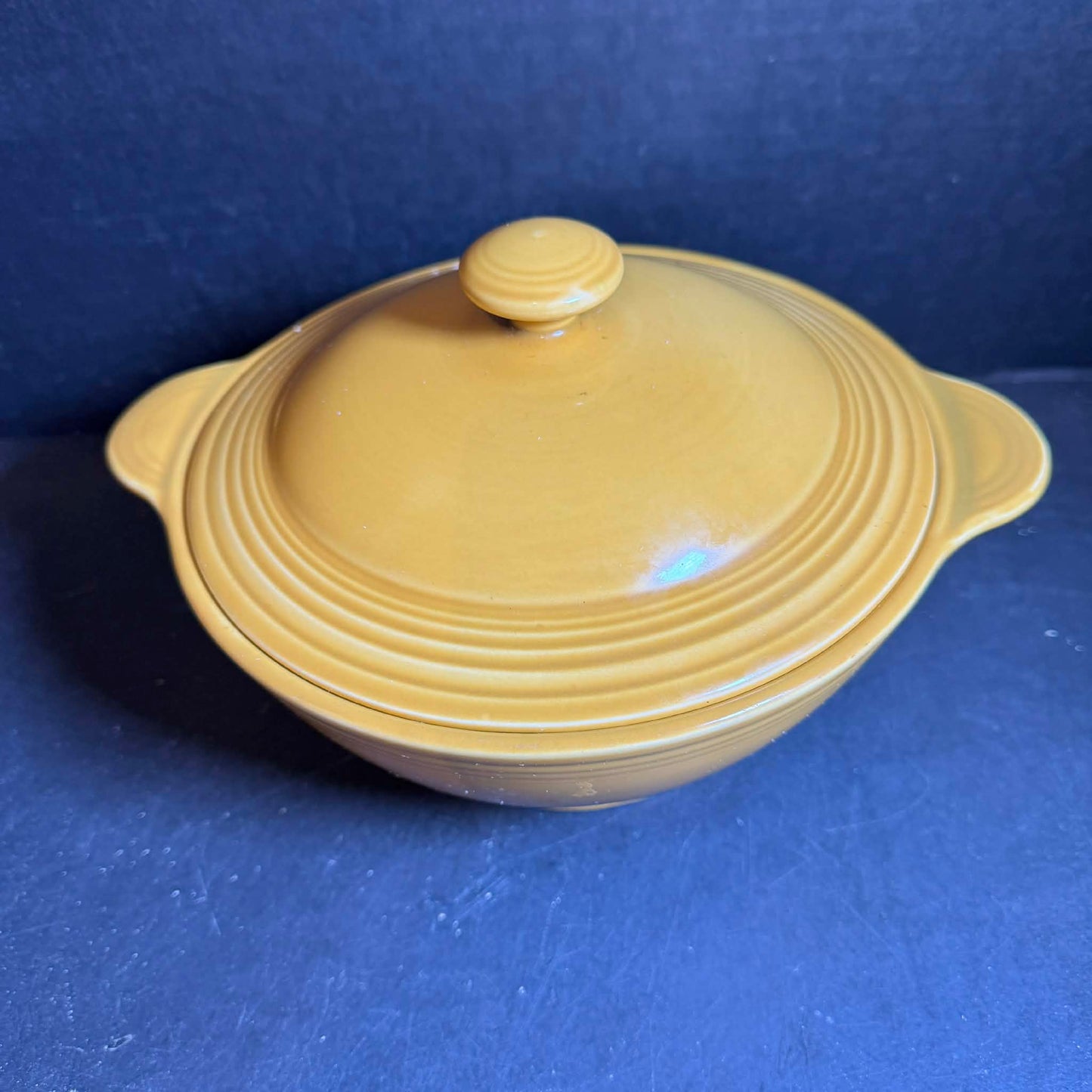 Yellow Vintage Lidded Pottery Dish [Item 0274]