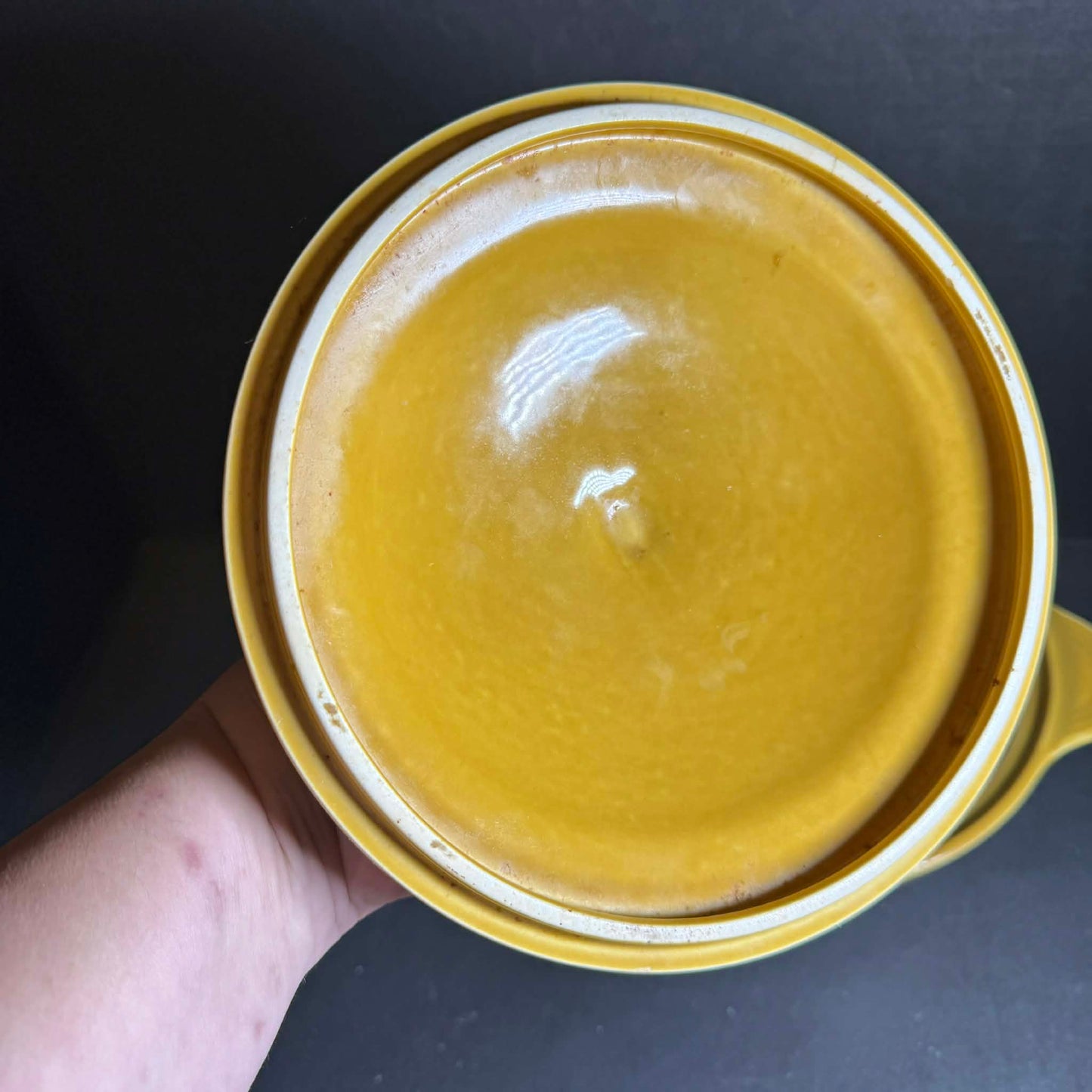 Yellow Vintage Lidded Pottery Dish [Item 0274]