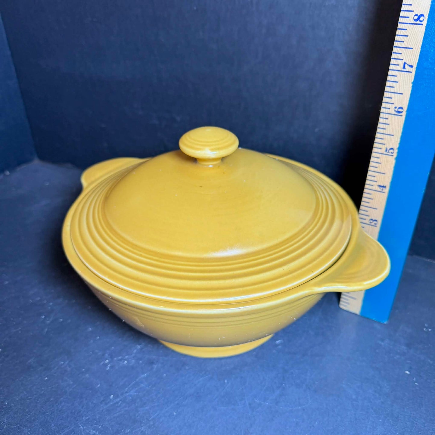 Yellow Vintage Lidded Pottery Dish [Item 0274]