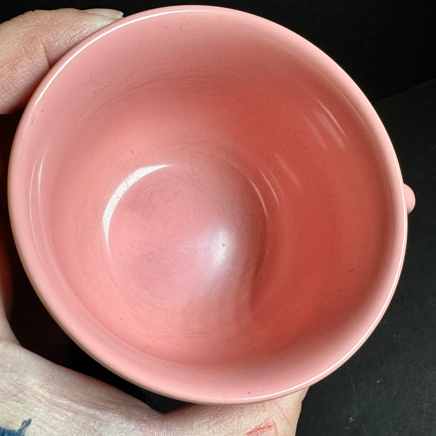Four Elegant Coral/Pink Newcor Stoneware Coffee Mug Set [Item 0275]