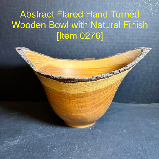 Abstract Flared Hand Turned Wooden Bowl with Natural Finish [Item 0276]
