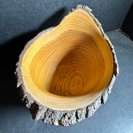 Abstract Flared Hand Turned Wooden Bowl with Natural Finish [Item 0276]