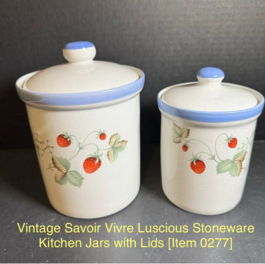 Vintage Savoir Vivre Luscious Stoneware Kitchen Jars with Lids [Item 0277]