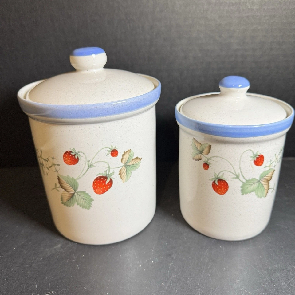 Vintage Savoir Vivre Luscious Stoneware Kitchen Jars with Lids [Item 0277]