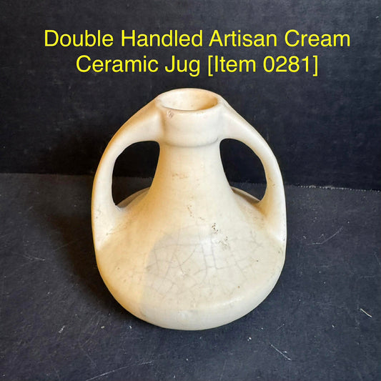 Double Handled Artisan Cream Ceramic Jug [Item 0281]