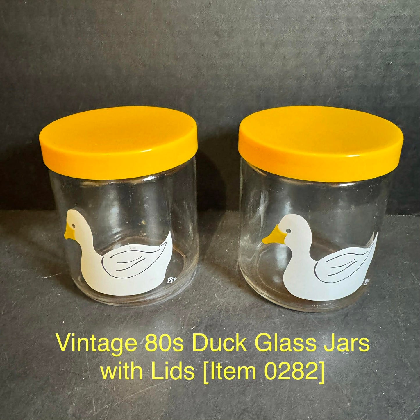 Vintage 80s Duck Glass Jars with Lids [Item 0282]
