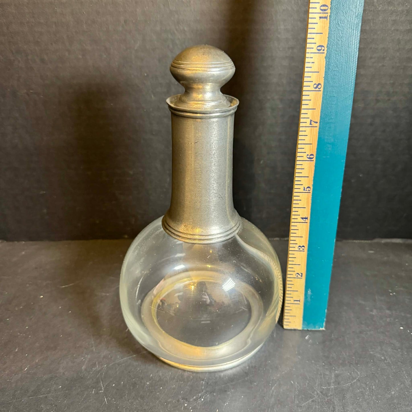 Sophisticated Glass and Pewter Decanter [Item 0284]