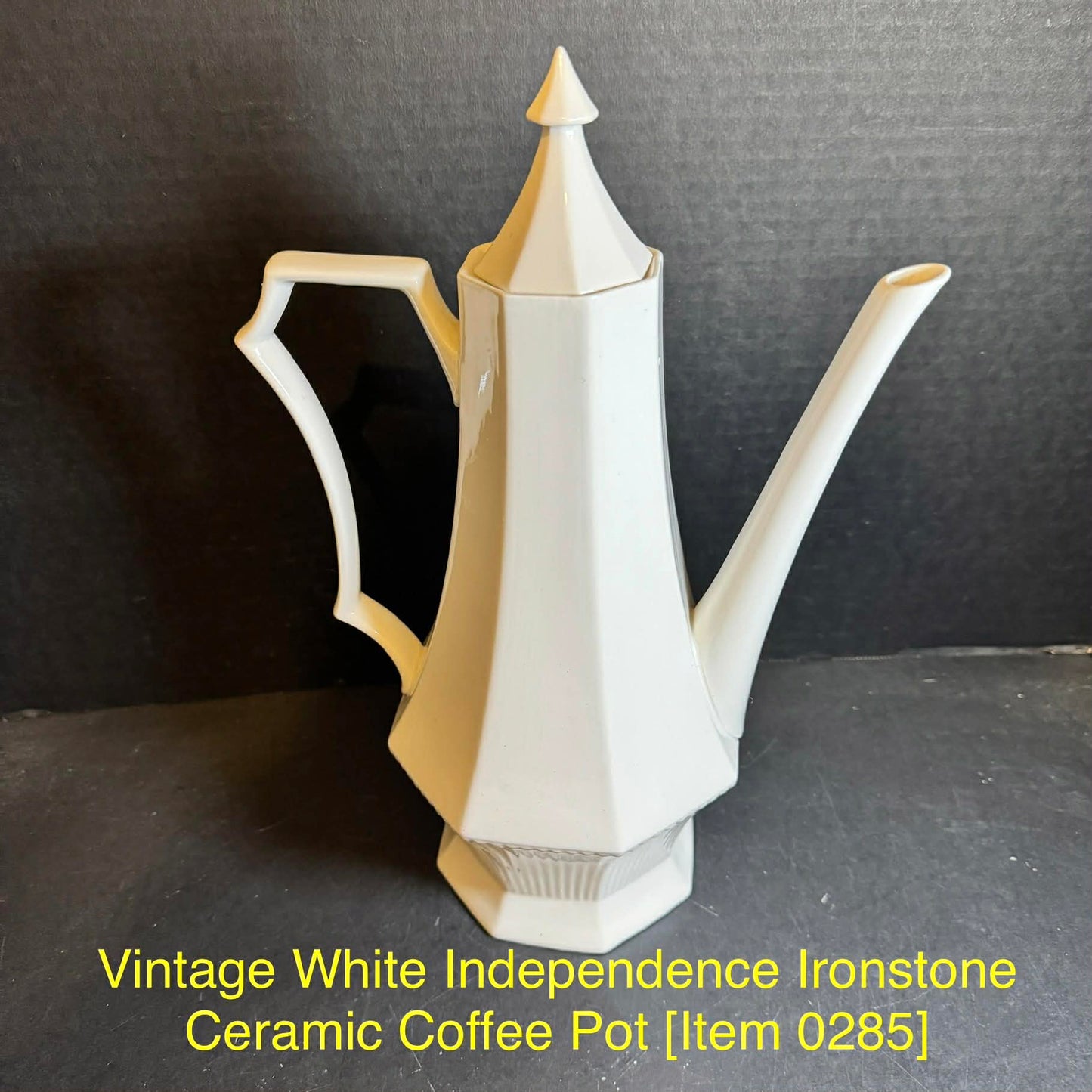 Vintage White Independence Ironstone Ceramic Coffee Pot [Item 0285]