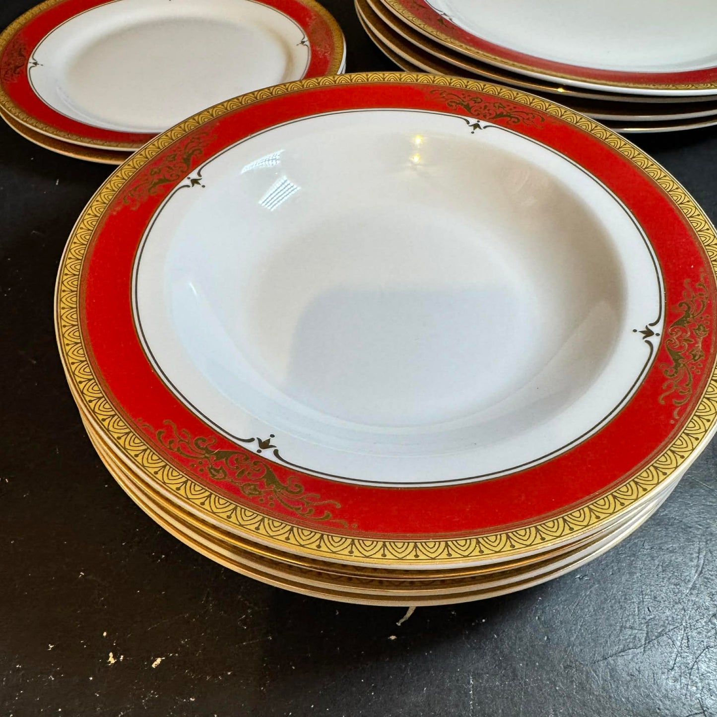 Red/God Edged Royal Scotland Dish Set. Christmas/ Valentine's [Item 0287]