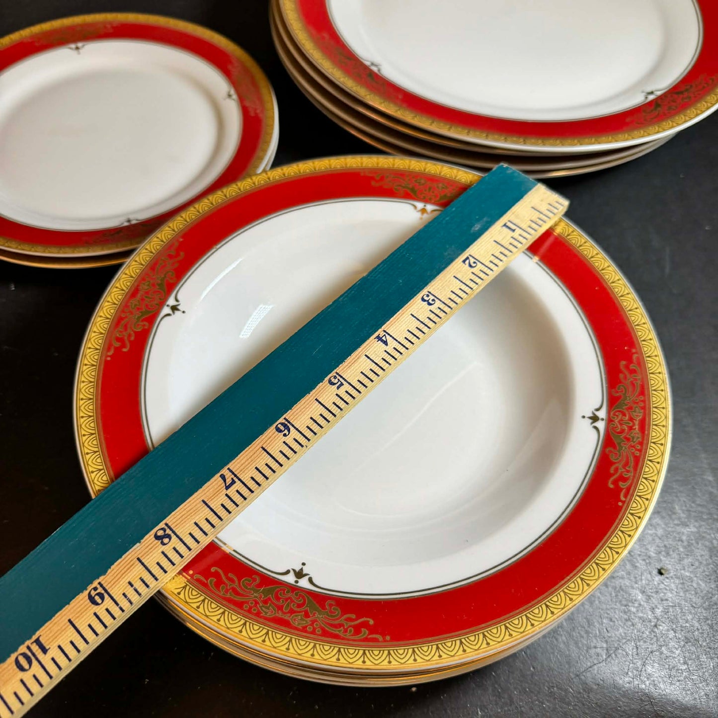 Red/God Edged Royal Scotland Dish Set. Christmas/ Valentine's [Item 0287]