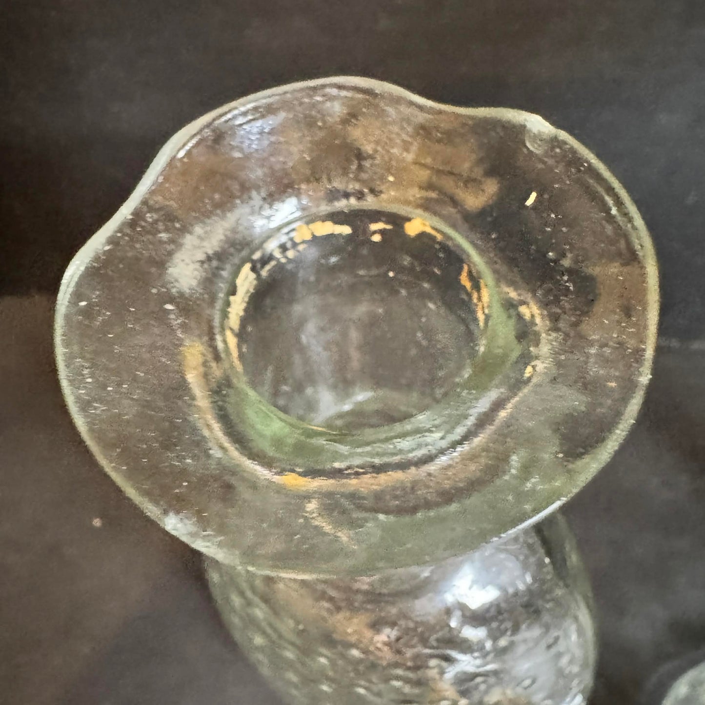 Vintage Polka Dot Effect Clear Glass Bottles With Stoppers [Item 0291]