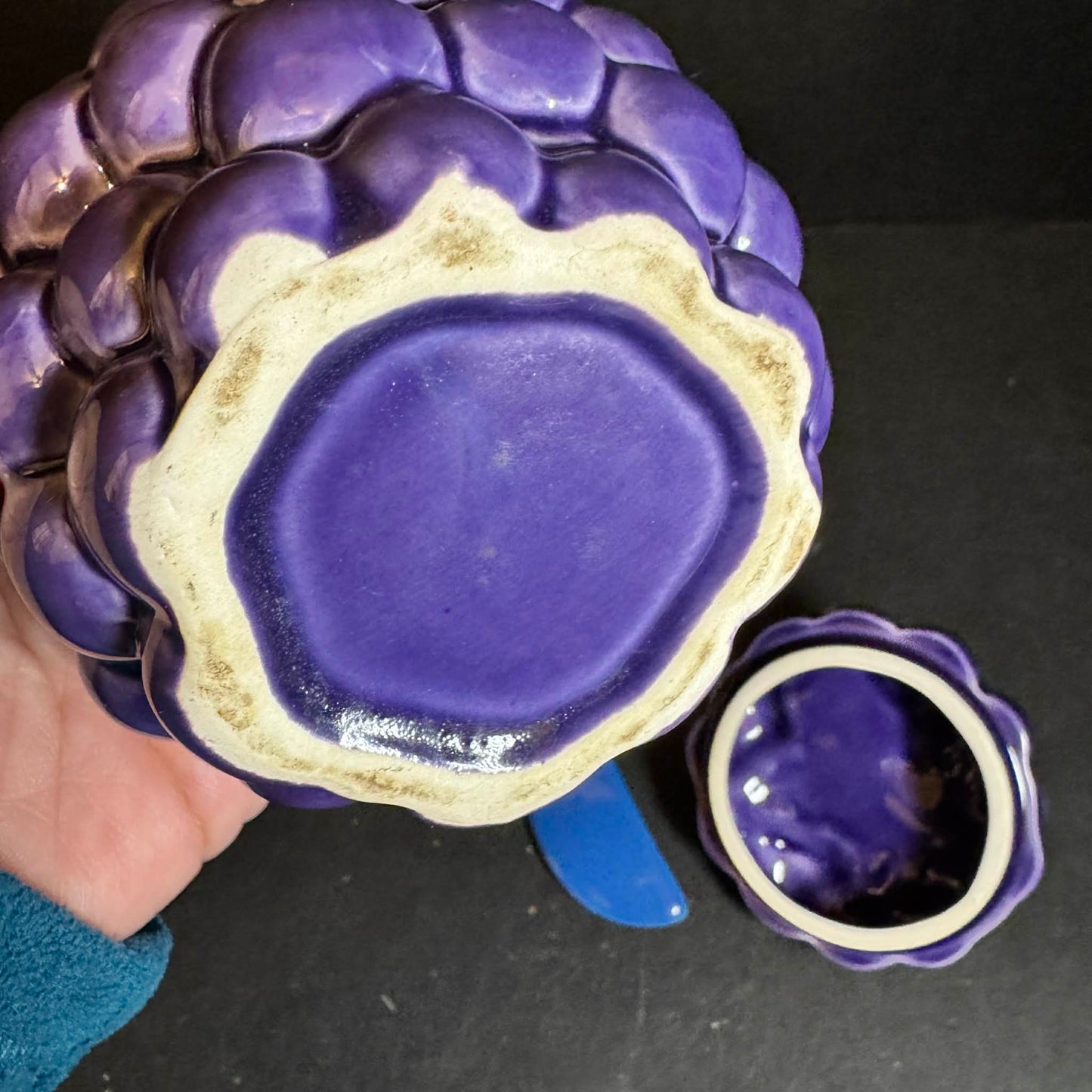 Vibrant Purple Grape Ceramic Jar with Spoon [Item 0298]