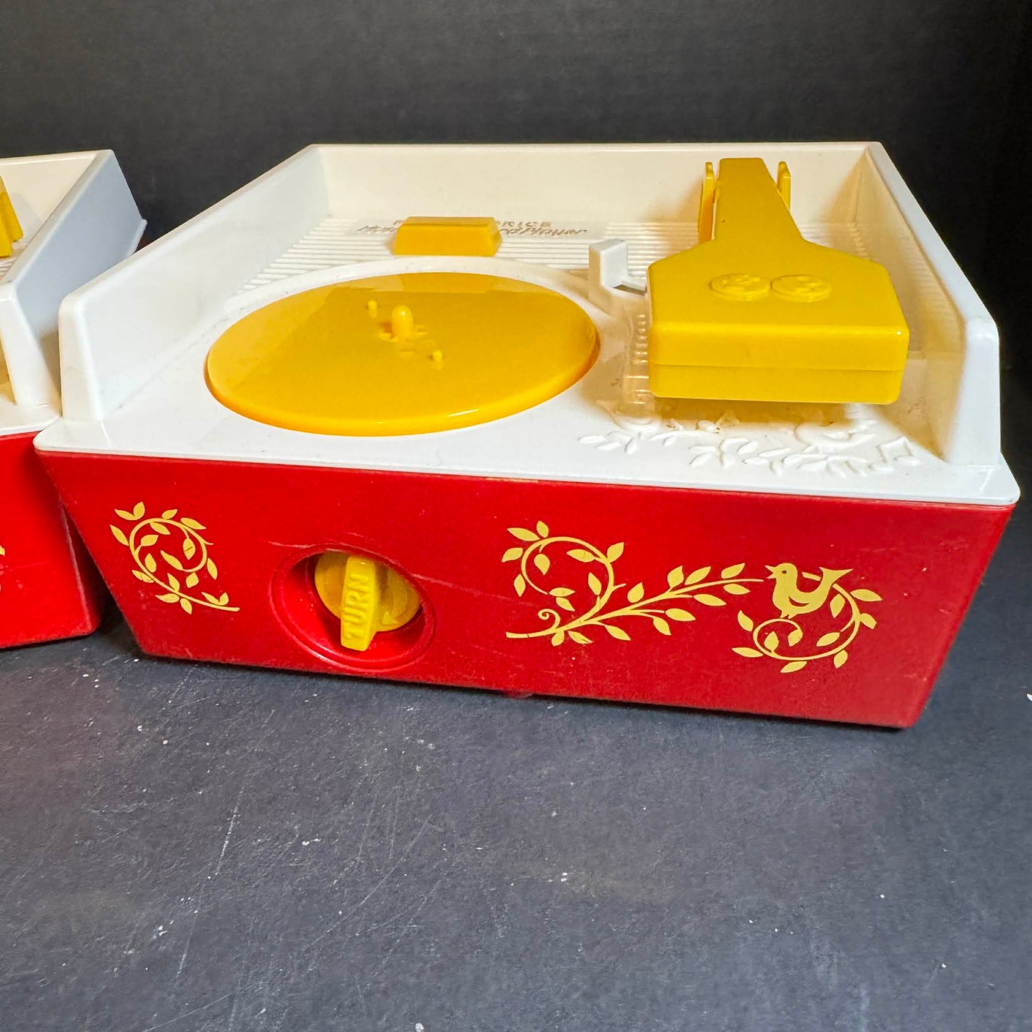 Two Fisher-Price Red and Yellow Music Box Players [Item 0299]