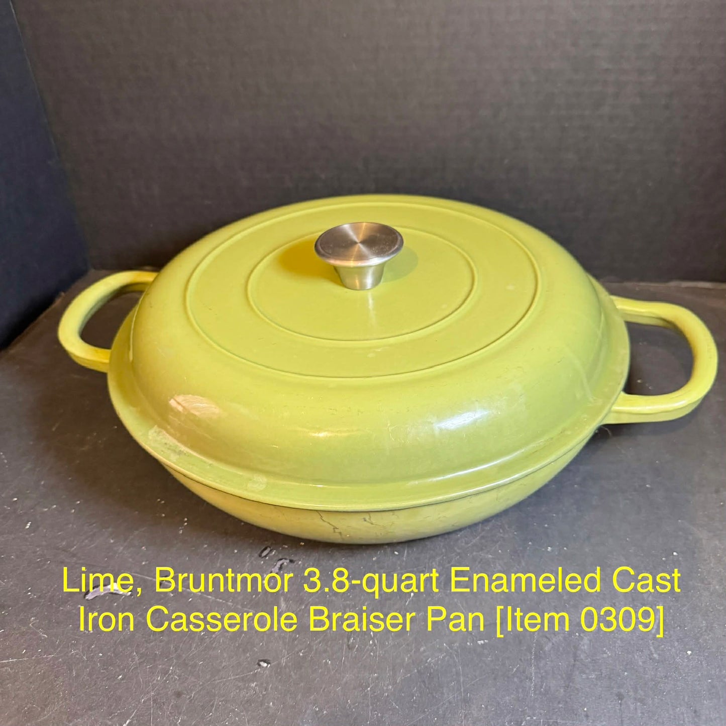 Lime, Bruntmor 3.8-quart Enameled Cast Iron Casserole Braiser Pan [Item 0309]