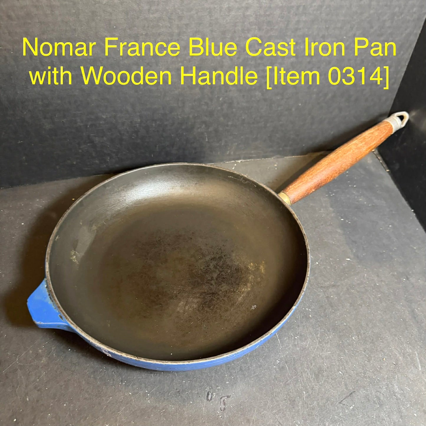 Nomar France Blue Cast Iron Pan with Wooden Handle [Item 0314]
