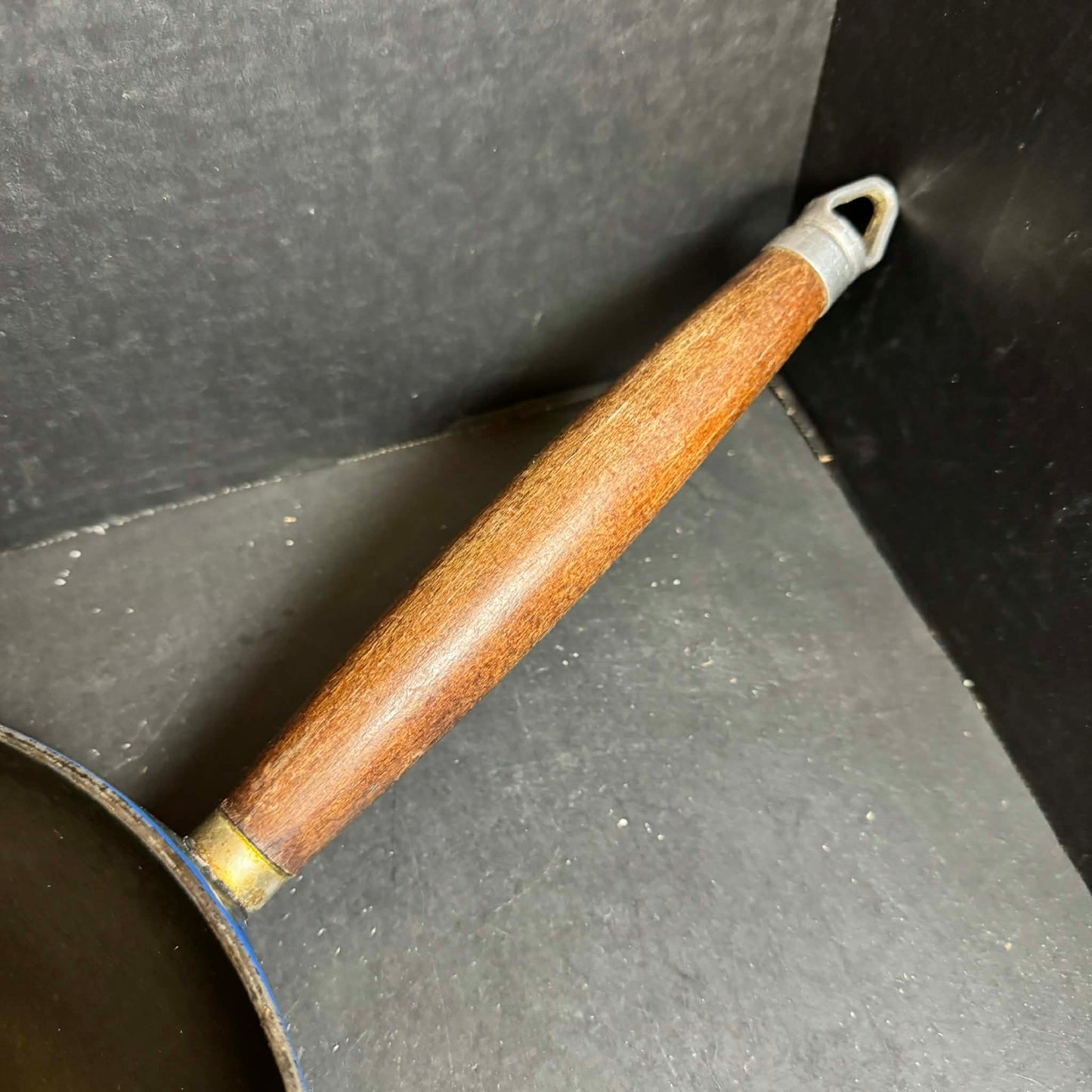 Nomar France Blue Cast Iron Pan with Wooden Handle [Item 0314]