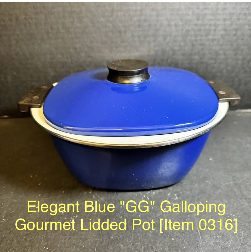 Elegant Blue "GG" Galloping Gourmet Lidded Pot [Item 0316]