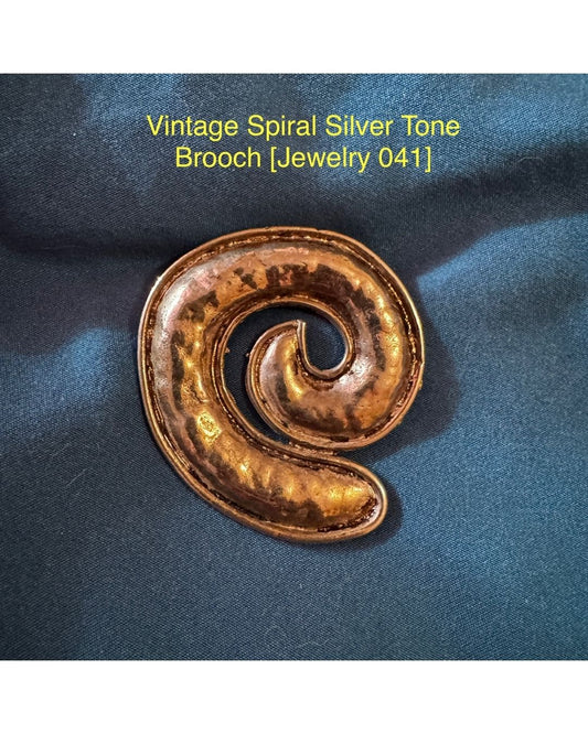 Vintage Spiral Silver Tone Brooch [Jewelry 041]