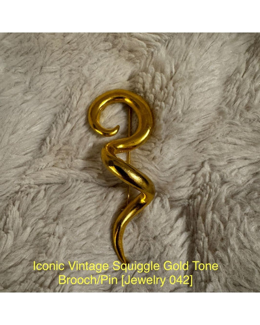 Iconic Vintage Squiggle Gold Tone Brooch/Pin [Jewelry 042]