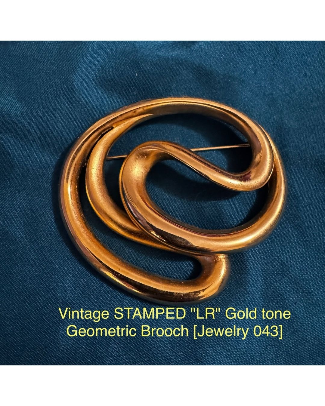 Vintage STAMPED "LR" Gold tone Geometric Brooch [Jewelry 043]