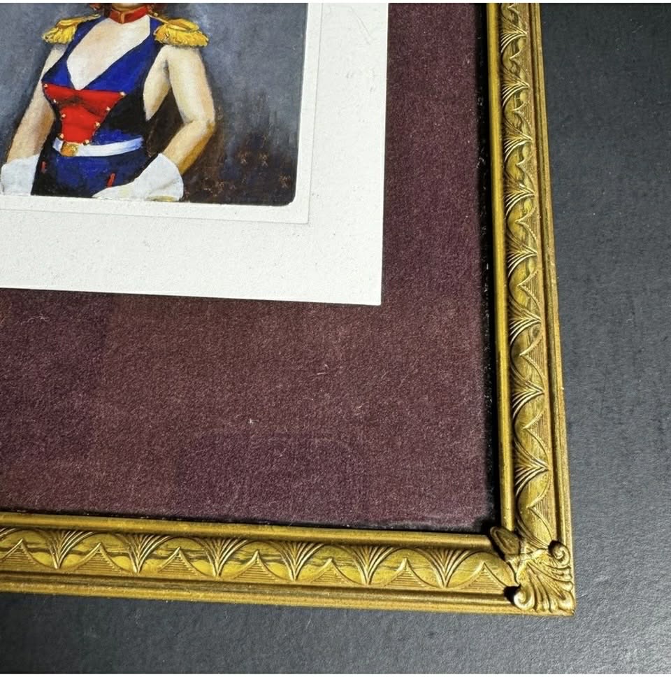 Fancy Shoulders Signed Art, Framed in Beautiful Brass Art Deco Frame [Art 054]