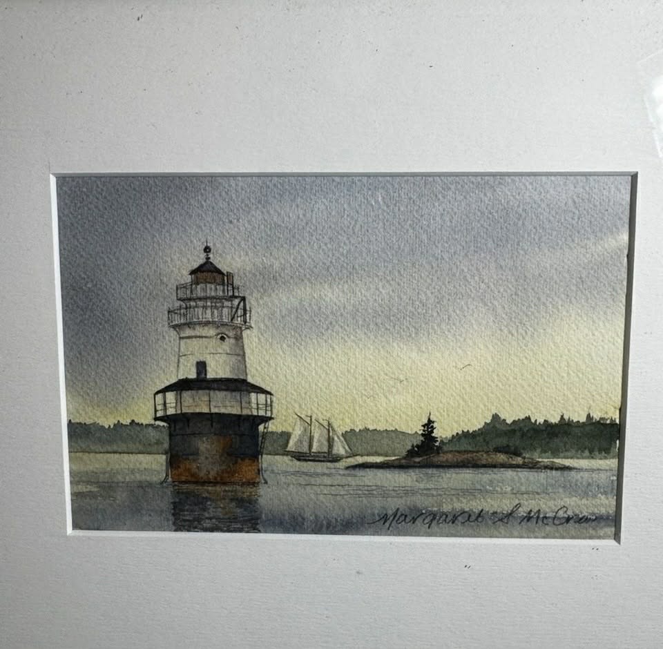 Water Color Painting SIGNED Lighthouse Margaret S McCrea [Art 061]