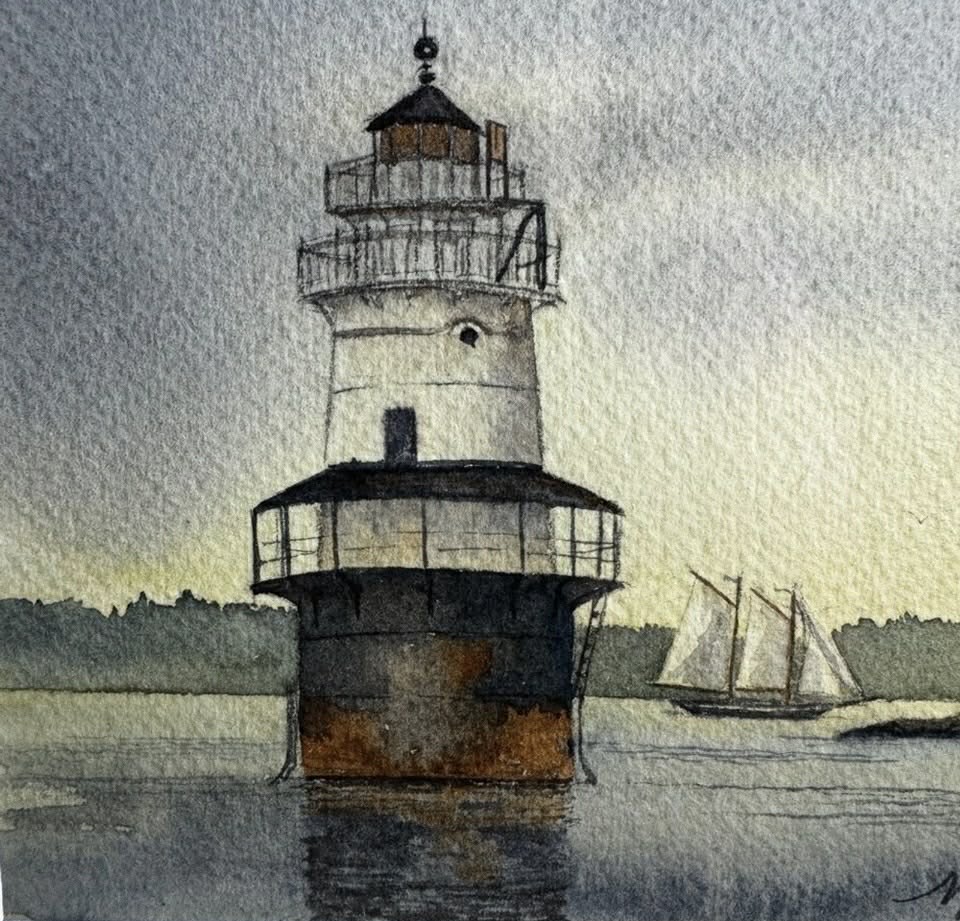 Water Color Painting SIGNED Lighthouse Margaret S McCrea [Art 061]