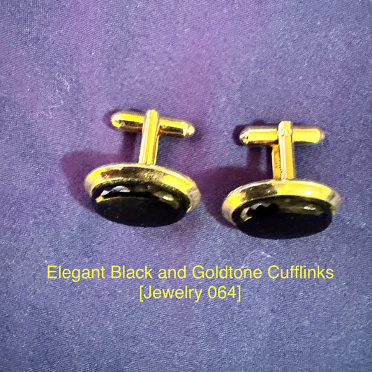 Elegant Black and Goldtone Cufflinks [Jewelry 064]