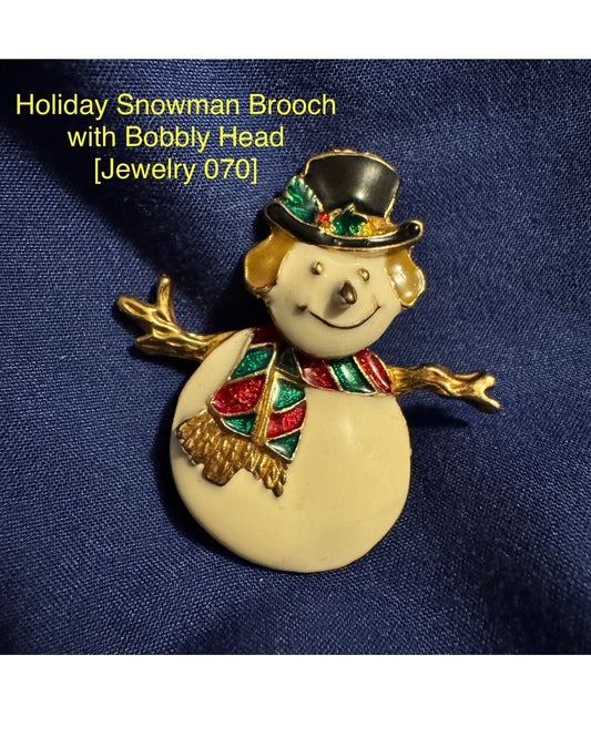 Holiday Snowman Brooch with Bobbly Head [Jewelry 070]