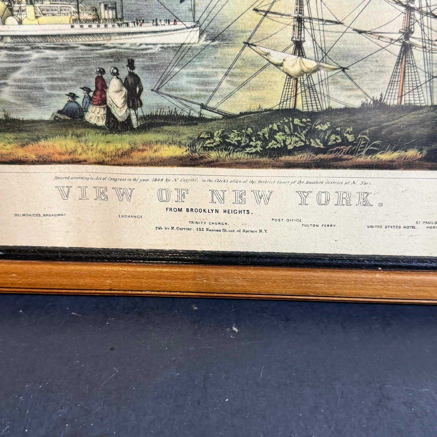 Framed Courier and Ives New York Harbor Art Print [Art 072]