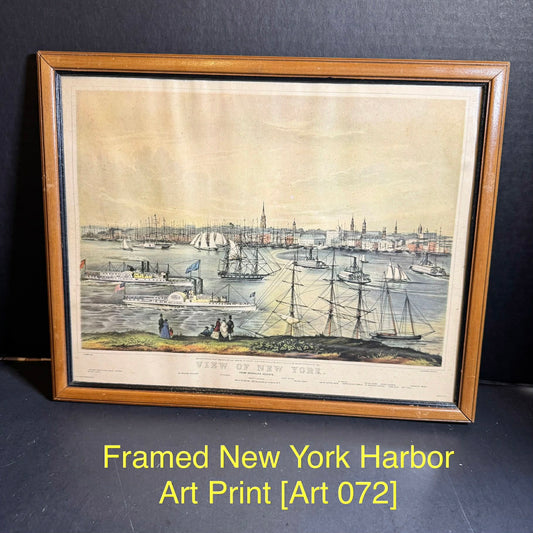 Framed Courier and Ives New York Harbor Art Print [Art 072]