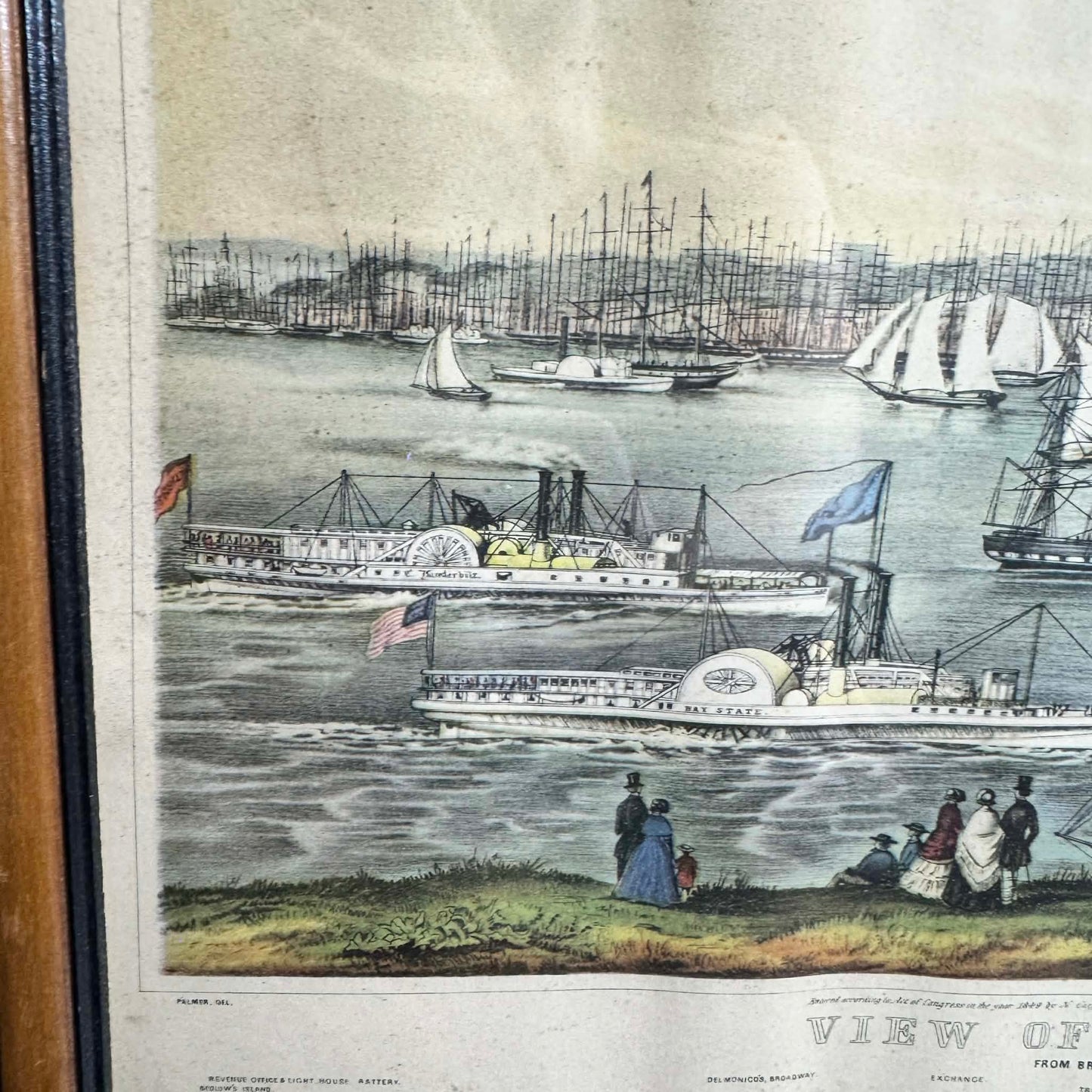 Framed Courier and Ives New York Harbor Art Print [Art 072]