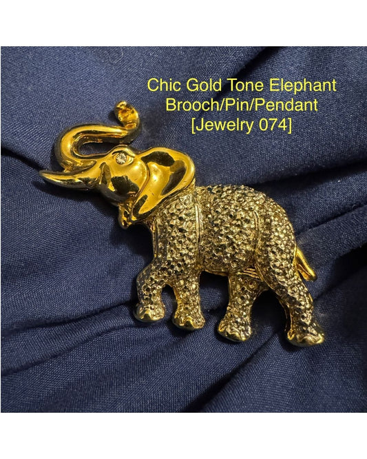 Chic Gold Tone Elephant Brooch/Pin/Pendant [Jewelry 074]