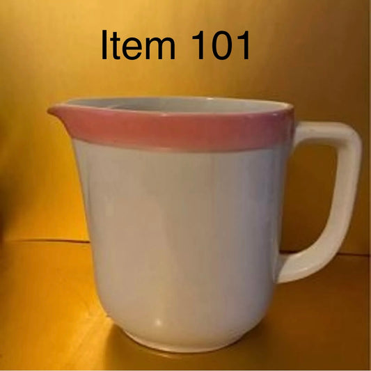 Vintage Arabia Pitcher with Pink Stripe (Made in Finland) - 7.5” tall [Item 101]