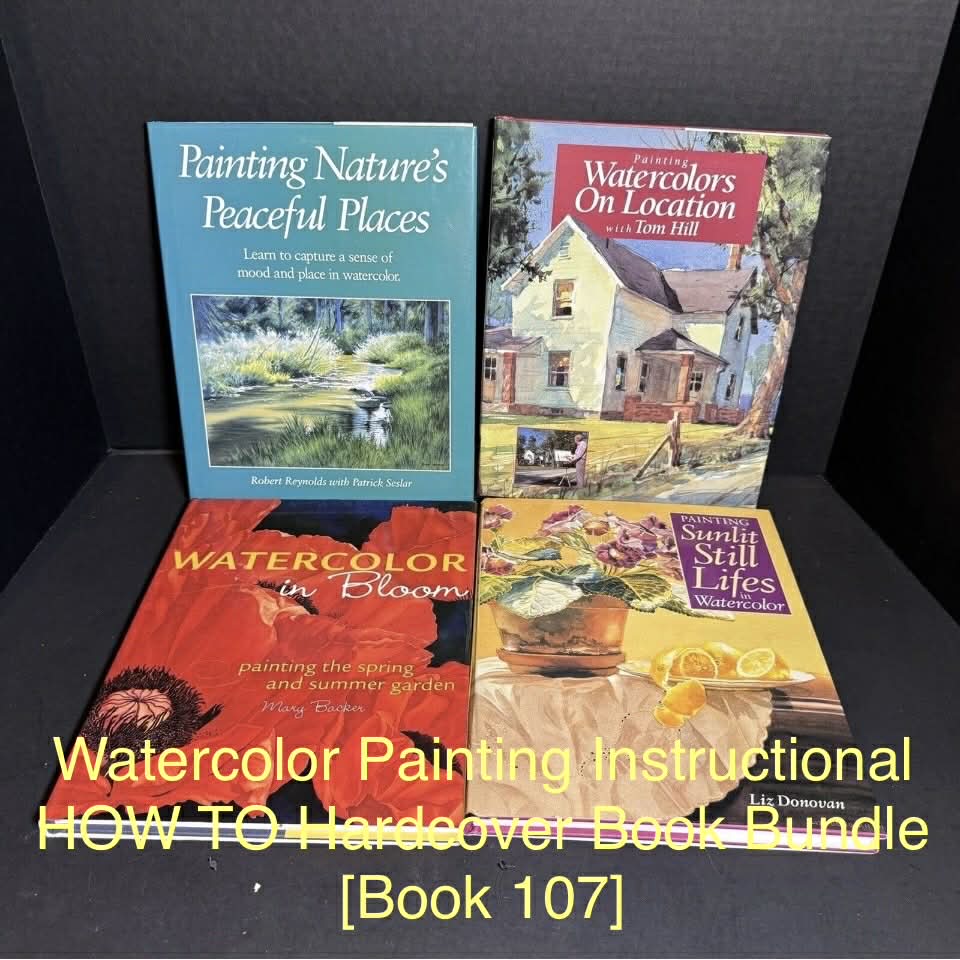 Watercolor Painting Instructional HOW TO Hardcover Book Bundle [Book 107]