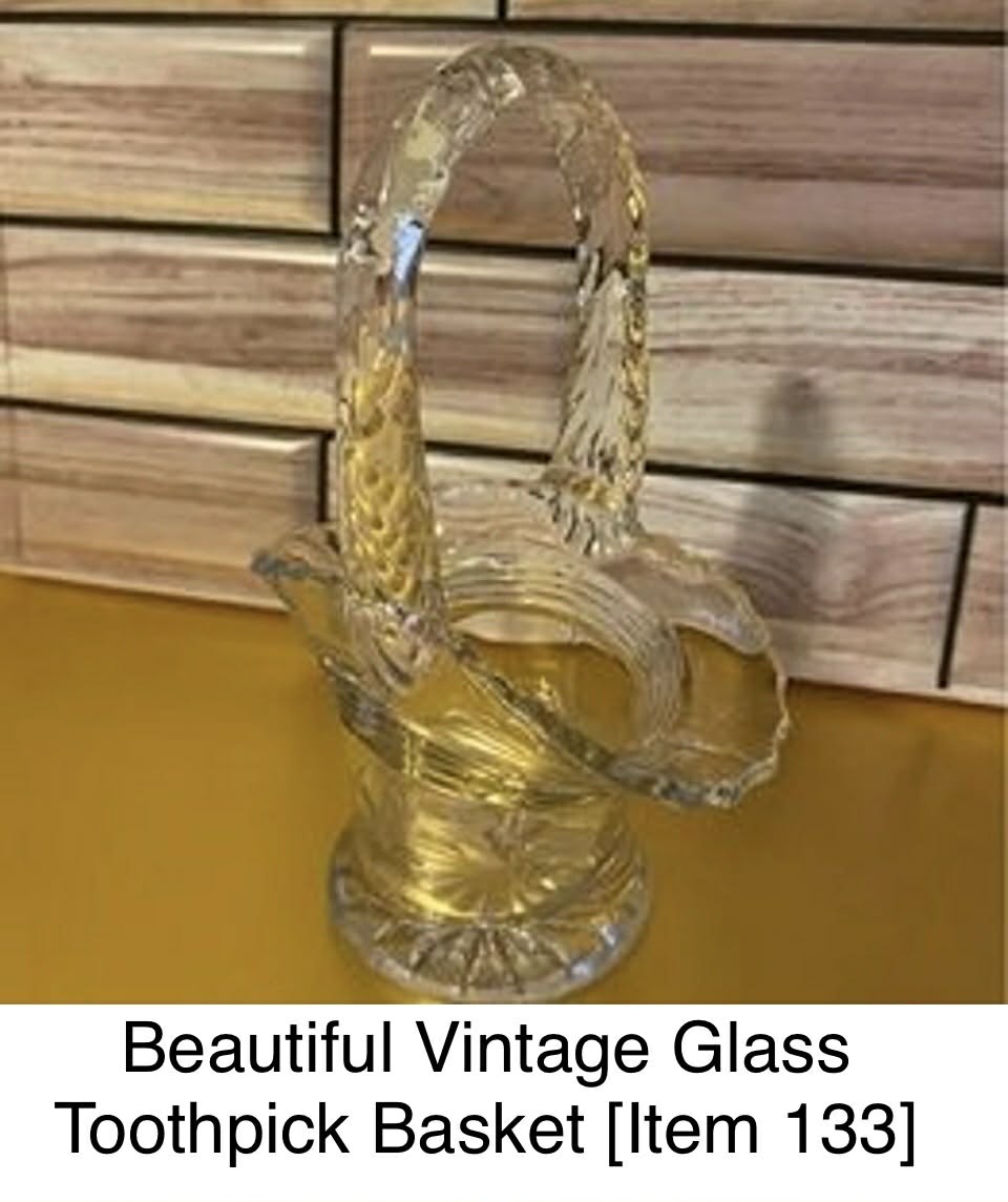Beautiful Vintage Glass Toothpick Basket [Item 133]