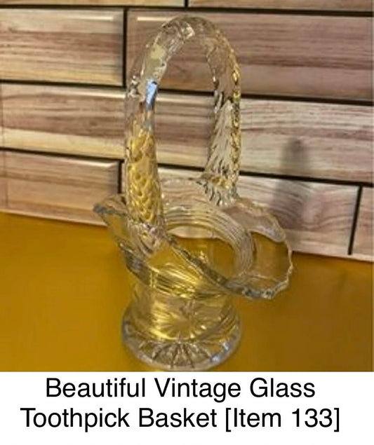Beautiful Vintage Glass Toothpick Basket [Item 133]
