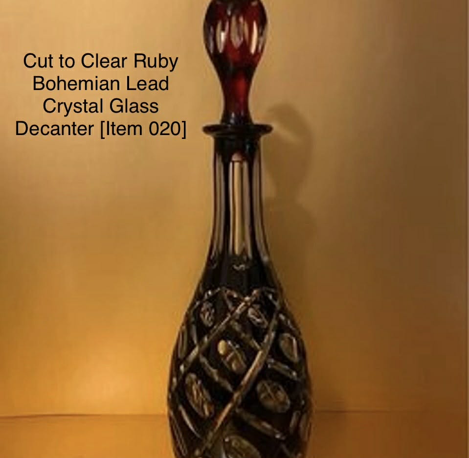 Cut to Clear Ruby Bohemian Lead Crystal Glass Decanter [Item 020]