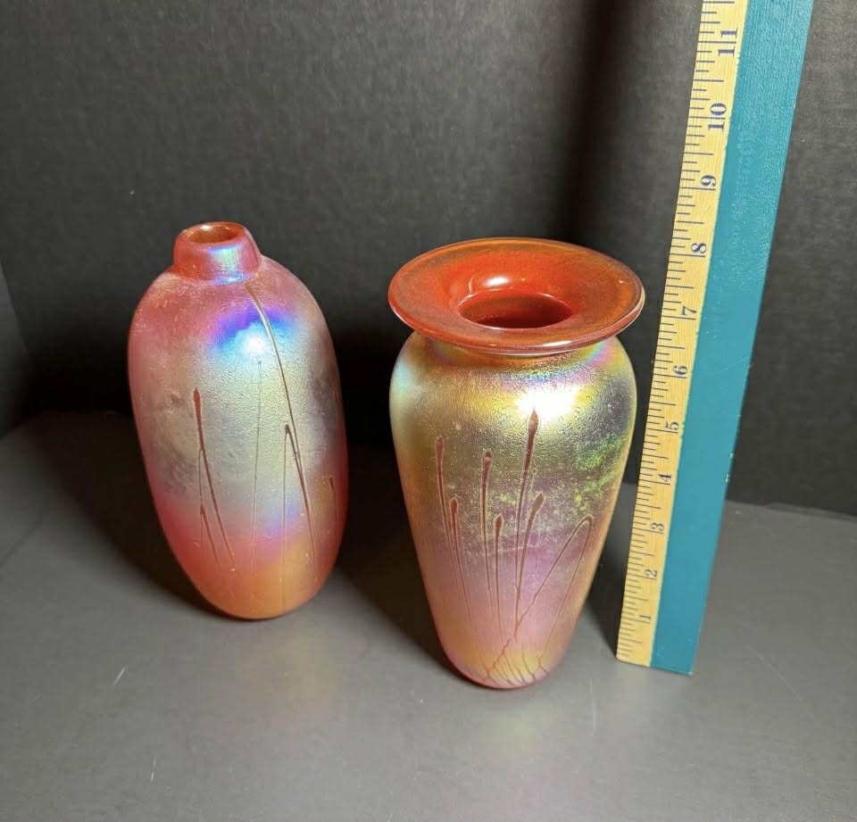 Two Complimentary Vintage Studio Art Glass Vases [Item 833]