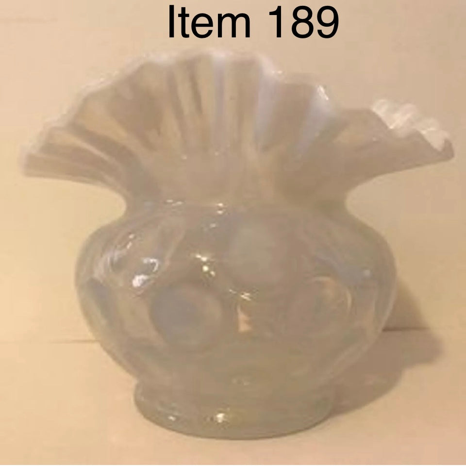 Fenton French Opalescent Coin Dot Flower Vase w Ruffles Collar Double Crimp [189