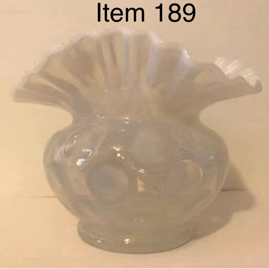 Fenton French Opalescent Coin Dot Flower Vase w Ruffles Collar Double Crimp [189