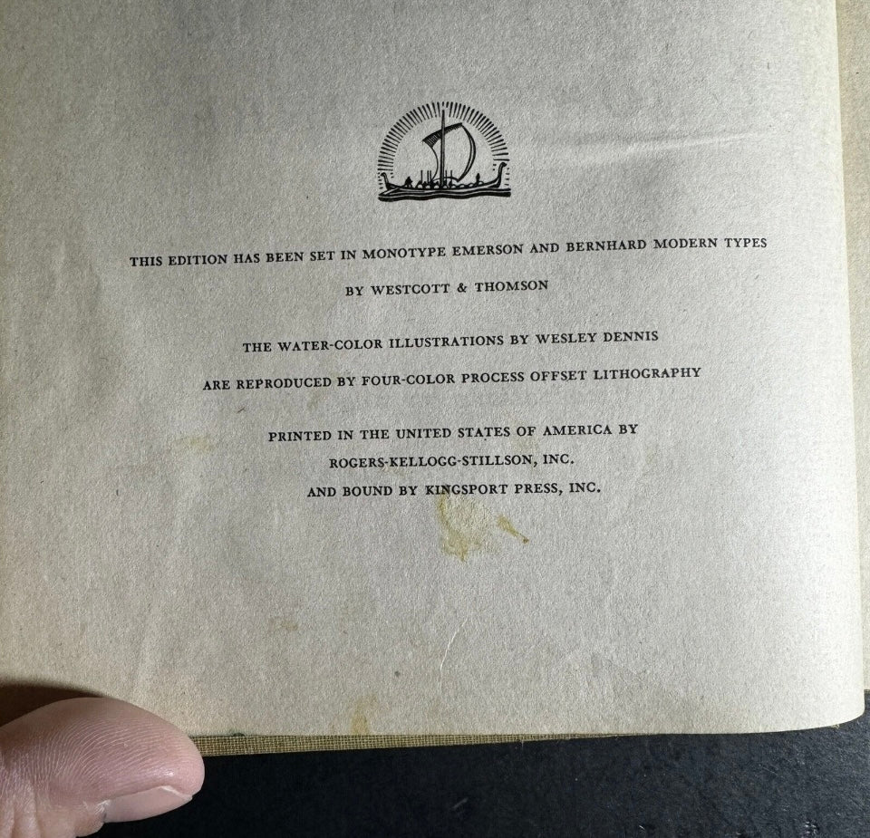 John Steinbeck The Red Pony HC 1st Ed Book Watercolors by W Dennis 1945 [191]