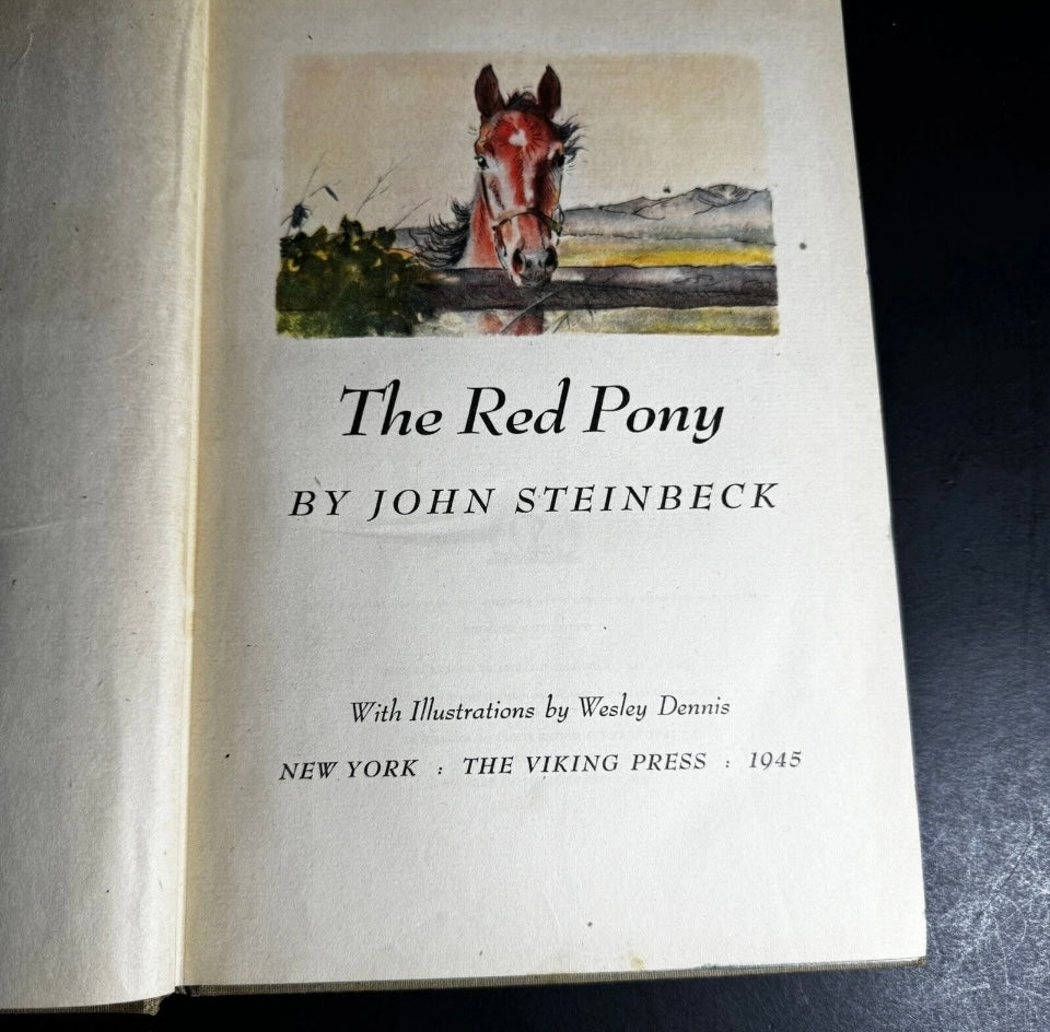John Steinbeck The Red Pony HC 1st Ed Book Watercolors by W Dennis 1945 [191]