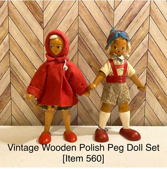 Vintage Wooden Polish Peg Doll Set [Item 560]